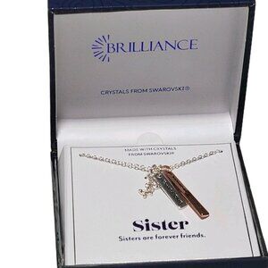 Brilliance Swarovski Sisters Are Forever Friends Necklace NWT Crystals